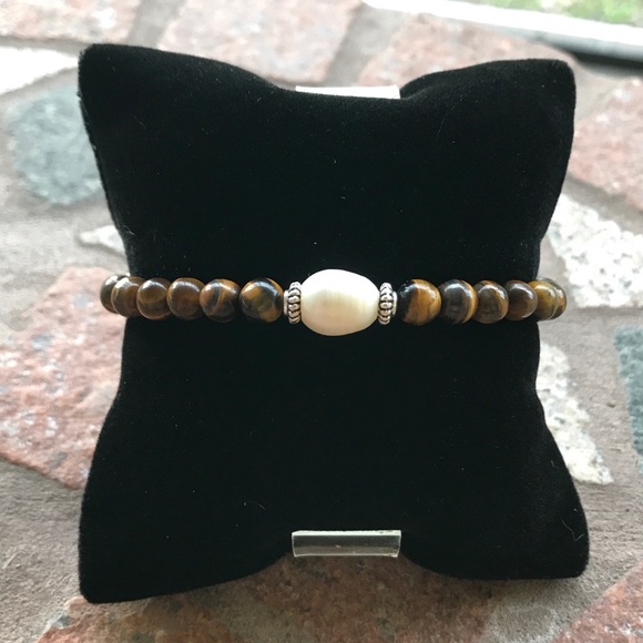 🔴SALE ! Tiger eye genuine pearl bead bracelet - Picture 4 of 10